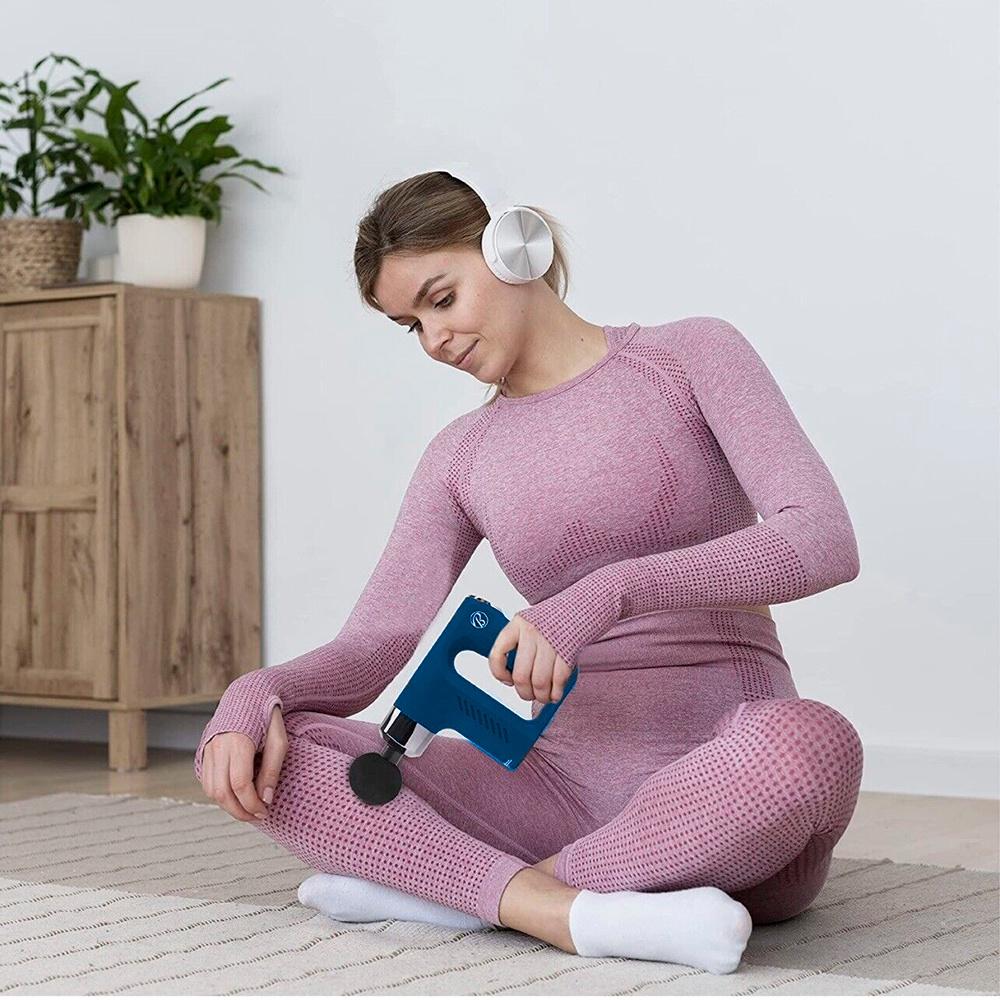 Massageador Portátil de Percussão Sem Fio Recarregável c/ 4 Cabeças Massageadoras