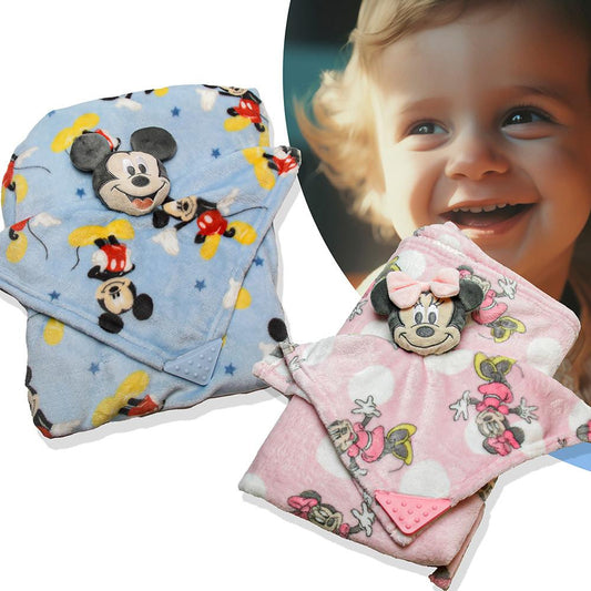 Kit Manta E Naninha Disney Baby Mickey Ou Minnie 75x90Cm Jolitex