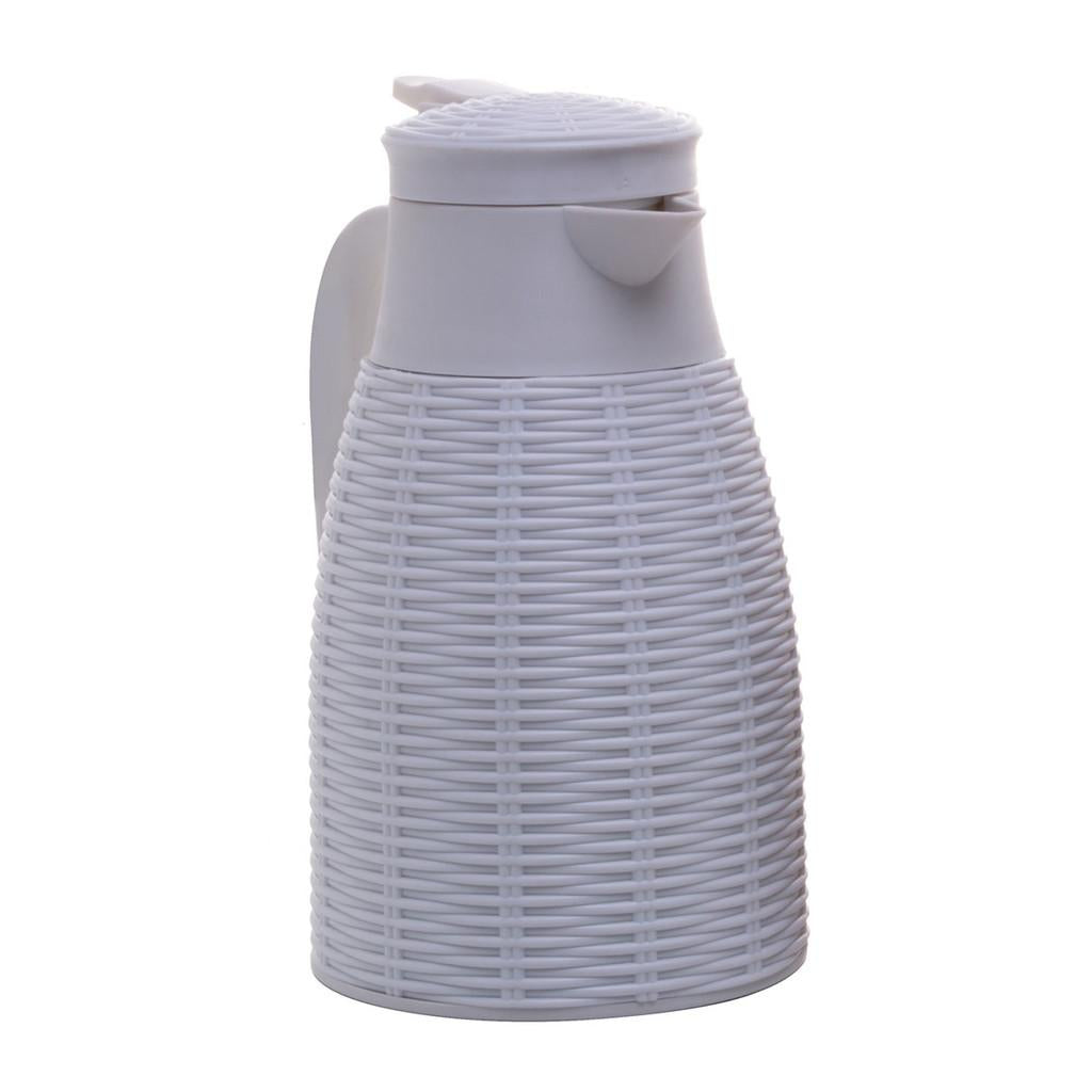 Garrafa térmica c/rattan de plástico branca Tress 1L