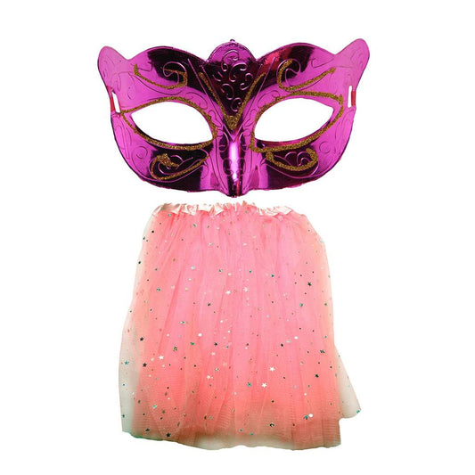 Kit Máscara De Carnaval Mais Saia De Tule 40cm Look Perfeito