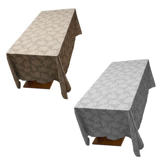 Toalha De Mesa Jacquard Bordado Folhas Rafimex Poli-Bambu 180x220Cm