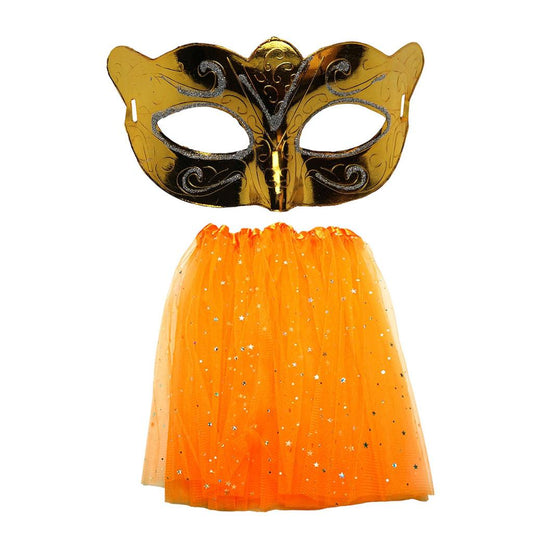 Kit Máscara De Carnaval Mais Saia De Tule 40cm Look Perfeito