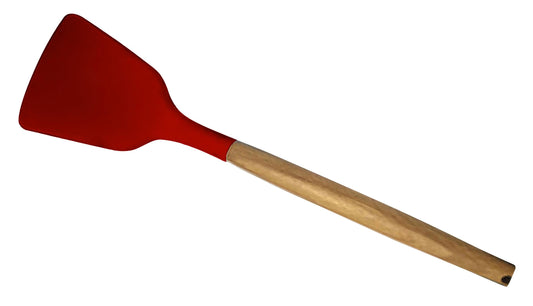 Espátula de silicone c/cabo de bambu Charmy vermelho 32cm