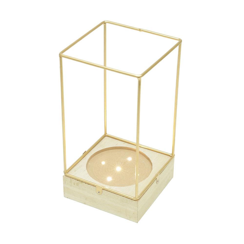 Luminária com Led Dourada 13 X 13 X 25 Cm