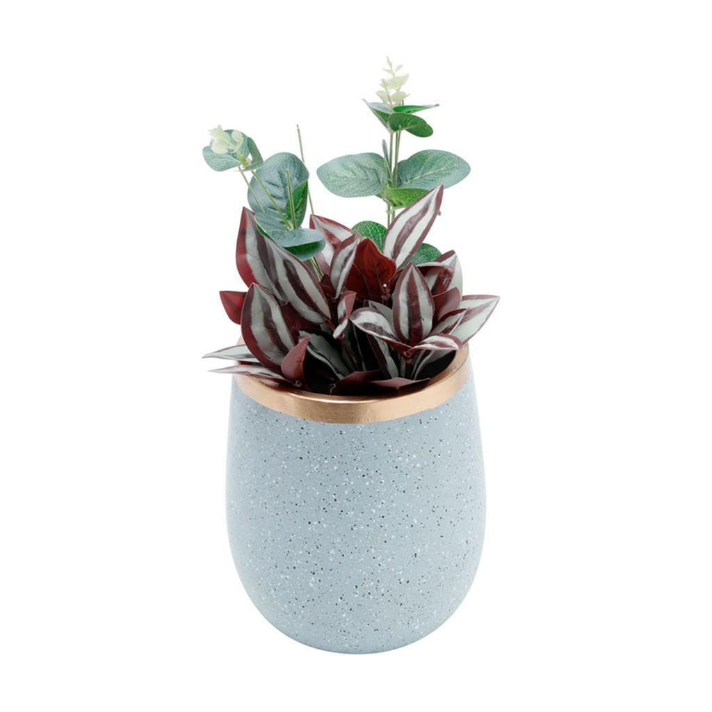 Vaso decorativo cerâmica granilite cinza 13x16cm