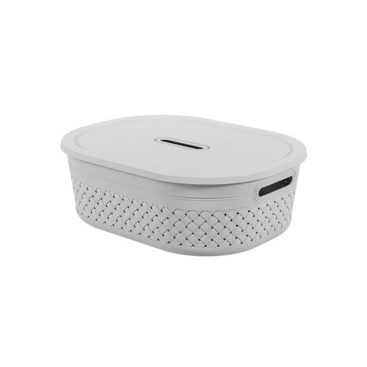 Cesta Pequena com Tampa Craft Coza 40 x 30,5 x 12,9 cm - Cinza