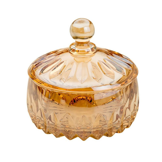 Potiche decorativa cristal Louise 14x14cm âmbar