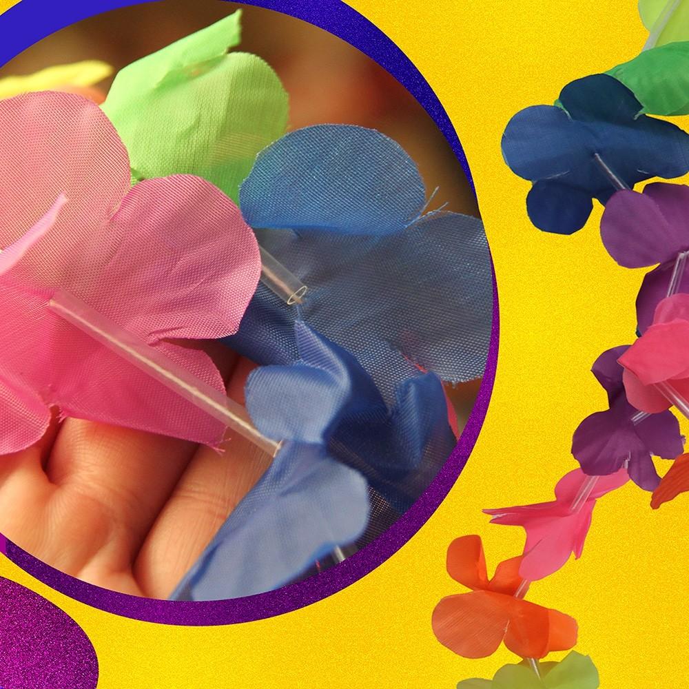 Saia Havaiana 40cm E Colar Colorido Look Perfeito Para Carnaval