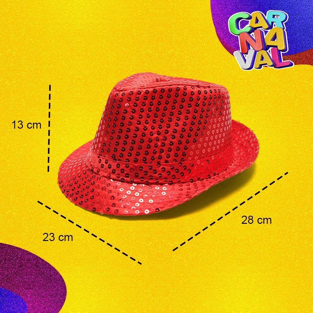 Chapéu Malandro Carnaval Mais Gravata Borboleta Look Brilhante
