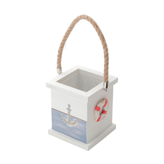 Porta velas madeira c/detalhes em resina 15x13x13 cm