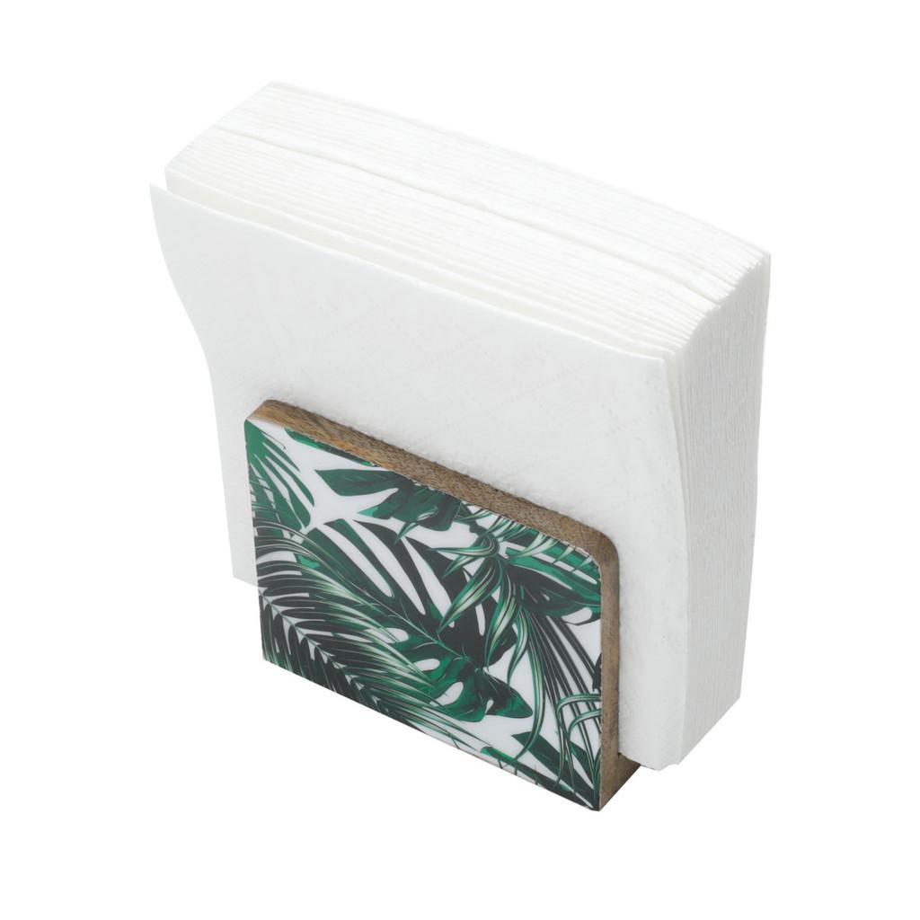 Porta guardanapo em madeira Leaf 13x8x10cm