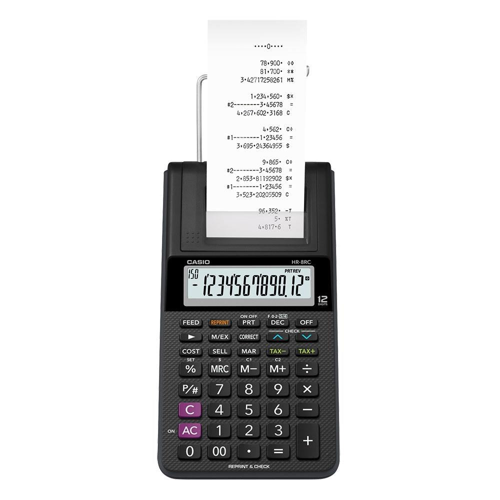 Calculadora Casio c/ impressora, 12 dígitos HR-8RC