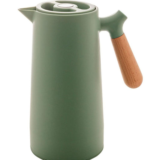 Garrafa térmica plástico c/cabo madeira Nórdica verde 1L