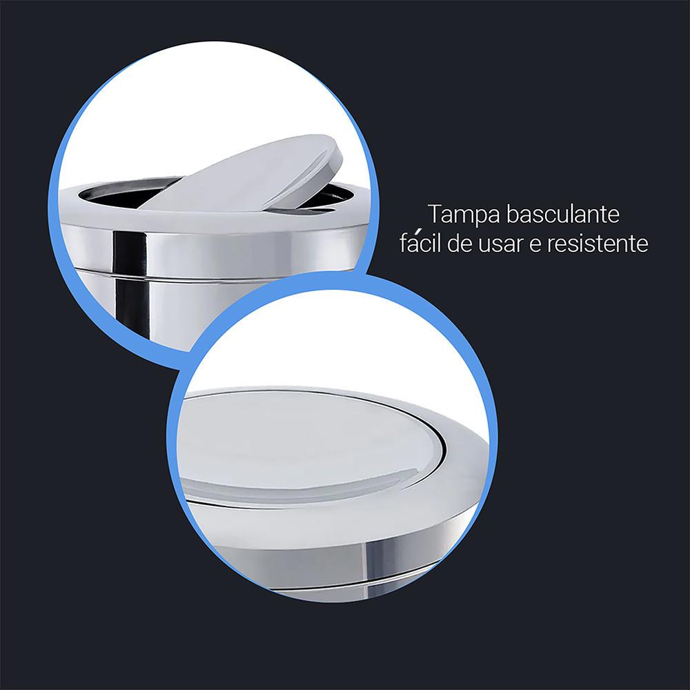 Lixeira Inox Tampa Basculante 5,4Litros Decorline