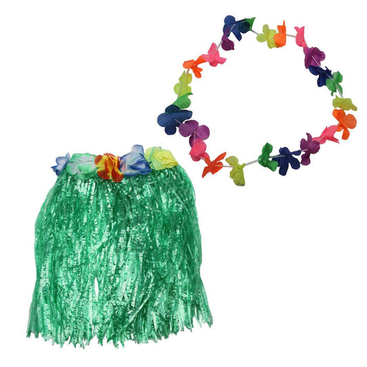 Saia Havaiana 40cm E Colar Colorido Look Perfeito Para Carnaval