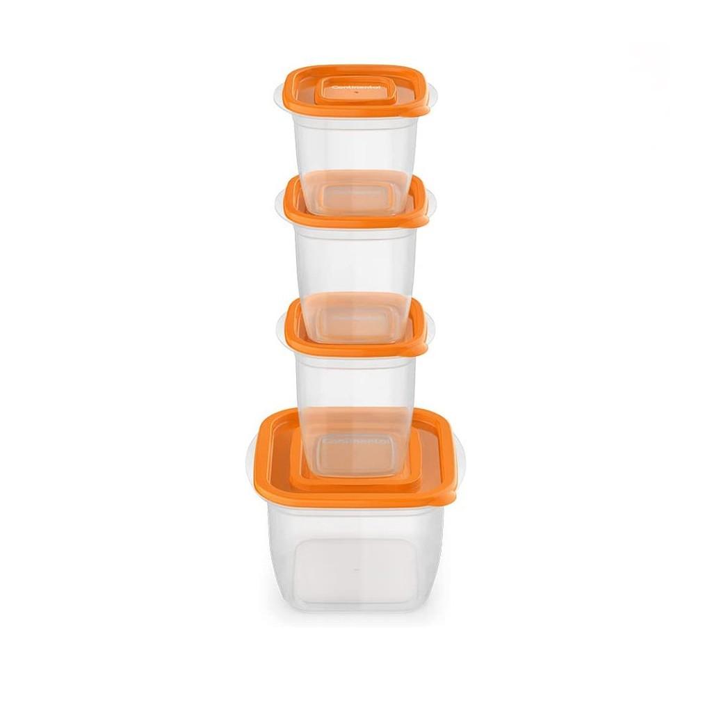 Kit Potes de Plástico Continental 6 unidades  - Laranja