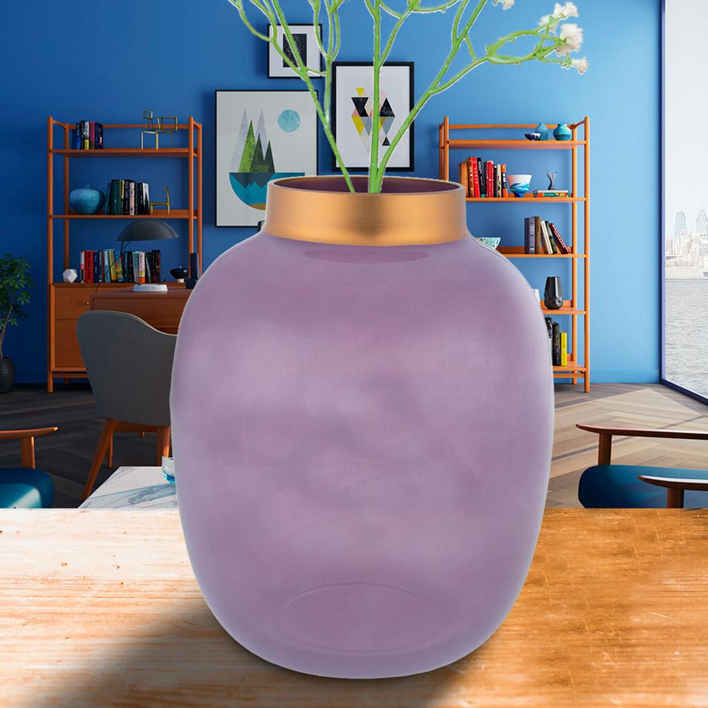 Vaso de Vidro Roy Roxo /Dourado 15 cm x 19 cm